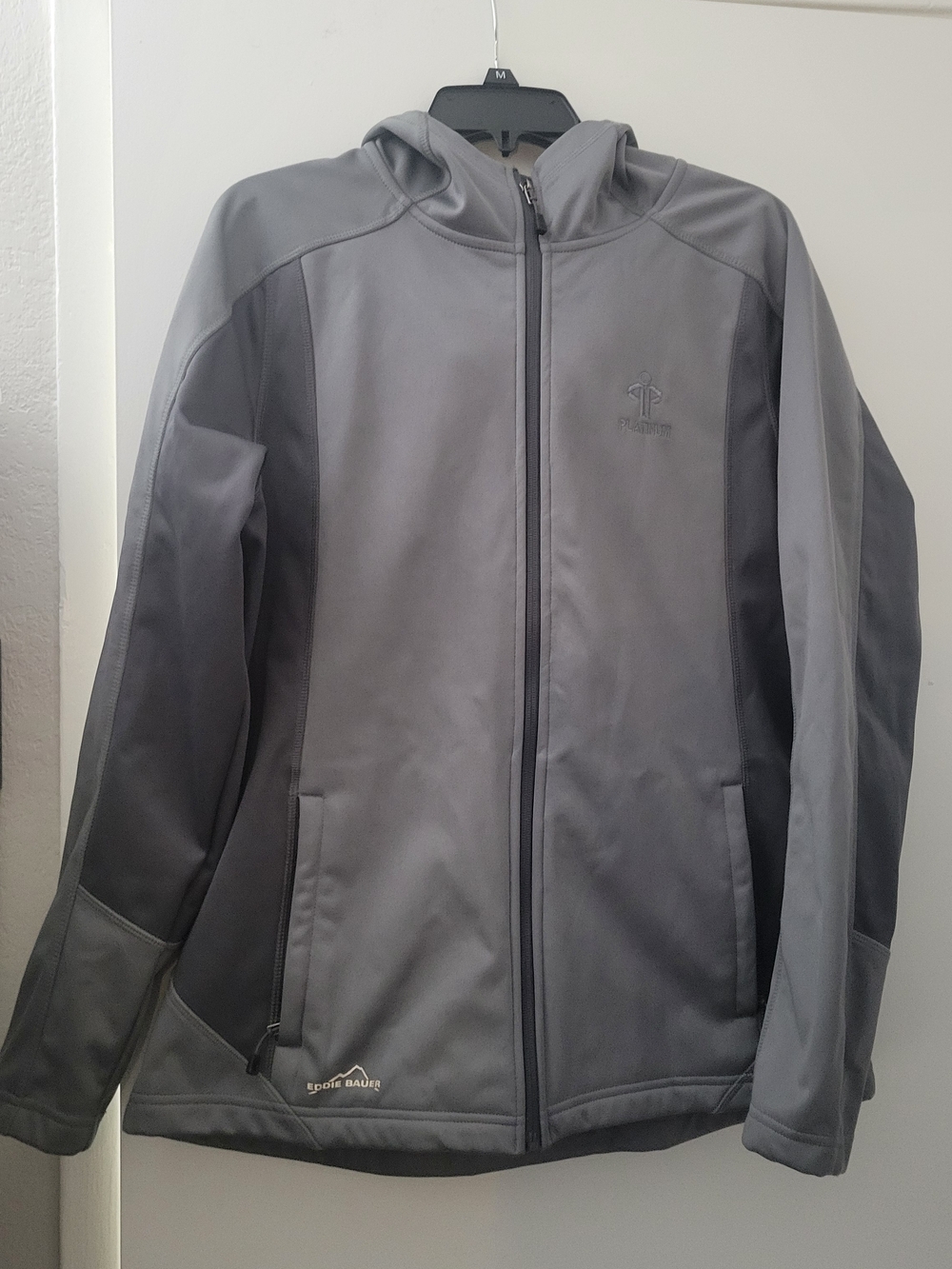 Eddie Bauer Women's Performance Gray Full-Zip Hooded Jacket With Logo Size L